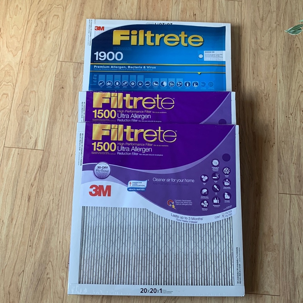 Filtrete 1900 , Filtrete 1500 allergen reduction filters / set of 3 / 20x20x1